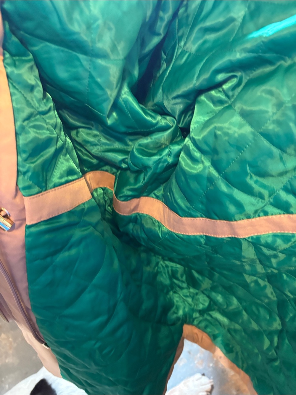Liz Claiborne Tan Hooded Trench Coat with Teal Trim - Picture 8 of 15